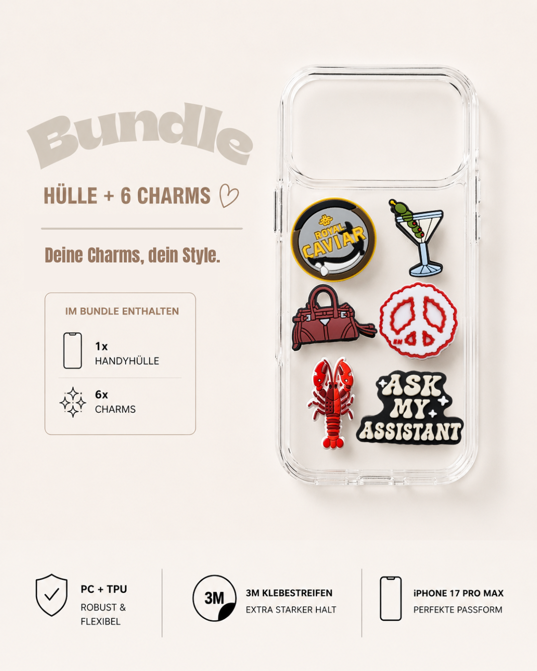 Pop Charms™ Caviar Club Bundle (6 Charms + iPhone Hülle)